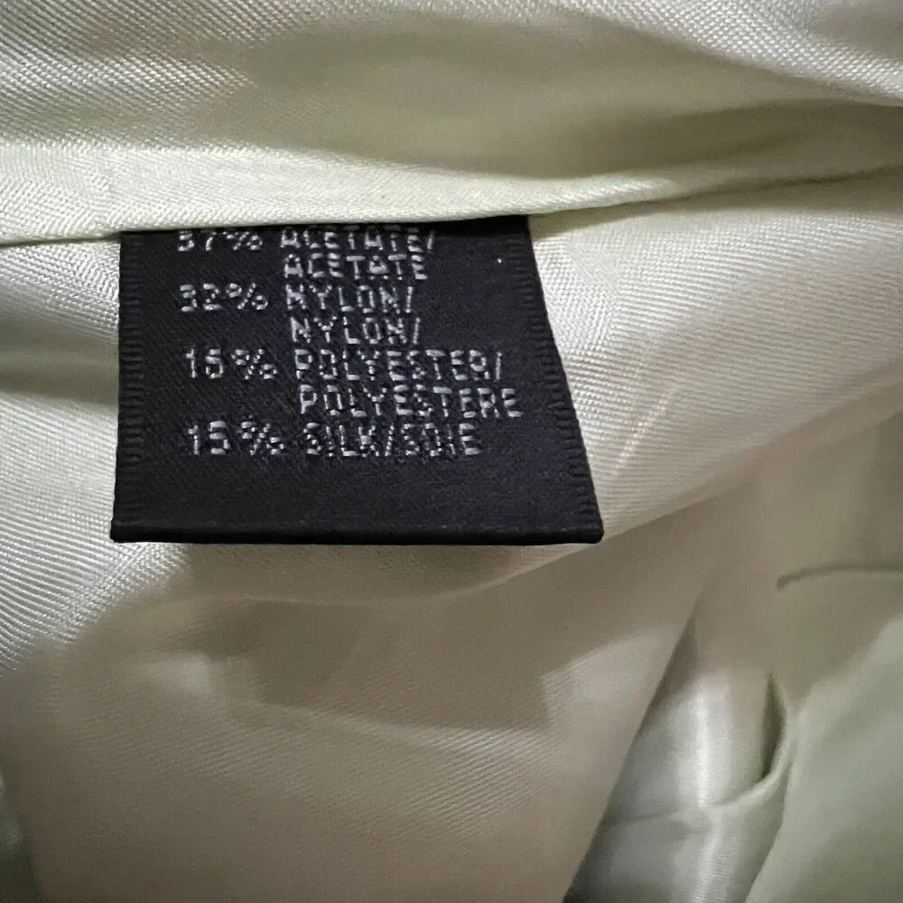 LAFAYETTE 148 Jacquard Pencil Skirt Mint Green Gold Sz 2 Knee Length High Rise - Picture 5 of 5